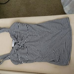 JustFab small navy and white striped top